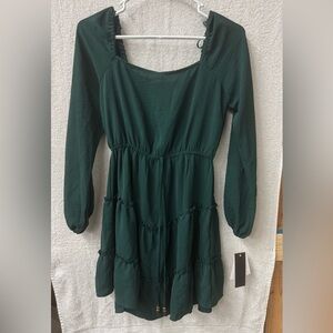 City Triangles Forest Green Long Sleeve Dress